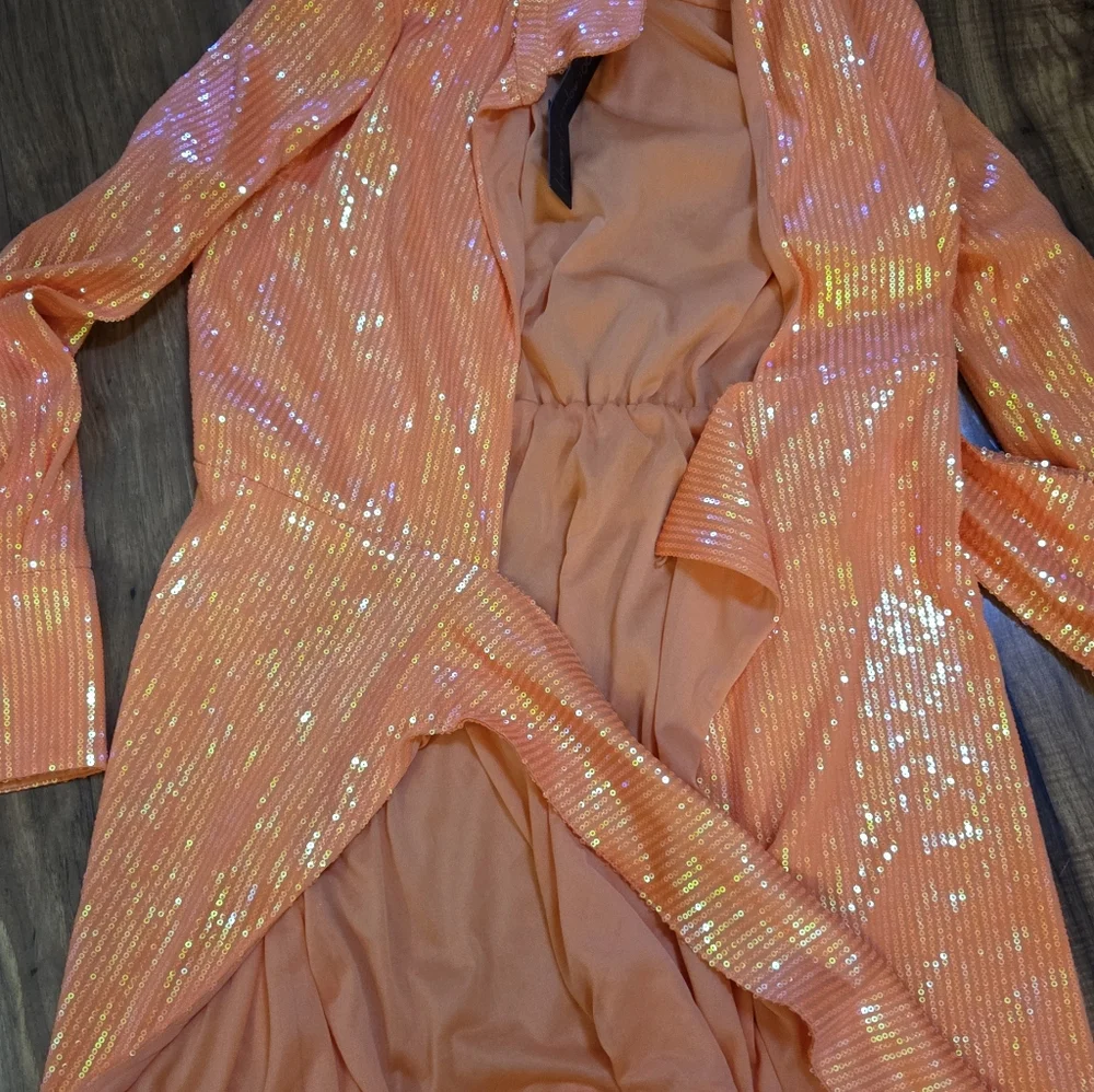 House of Harlow 1960 Orange Sequin Long Sleeve Dress - Picture 3 of 3
